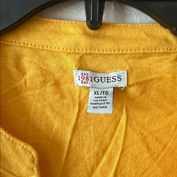 NWT GUESS women’s XL blouse yellow half‎ sleeve business casual top shirt zipper - Picture 3 of 5